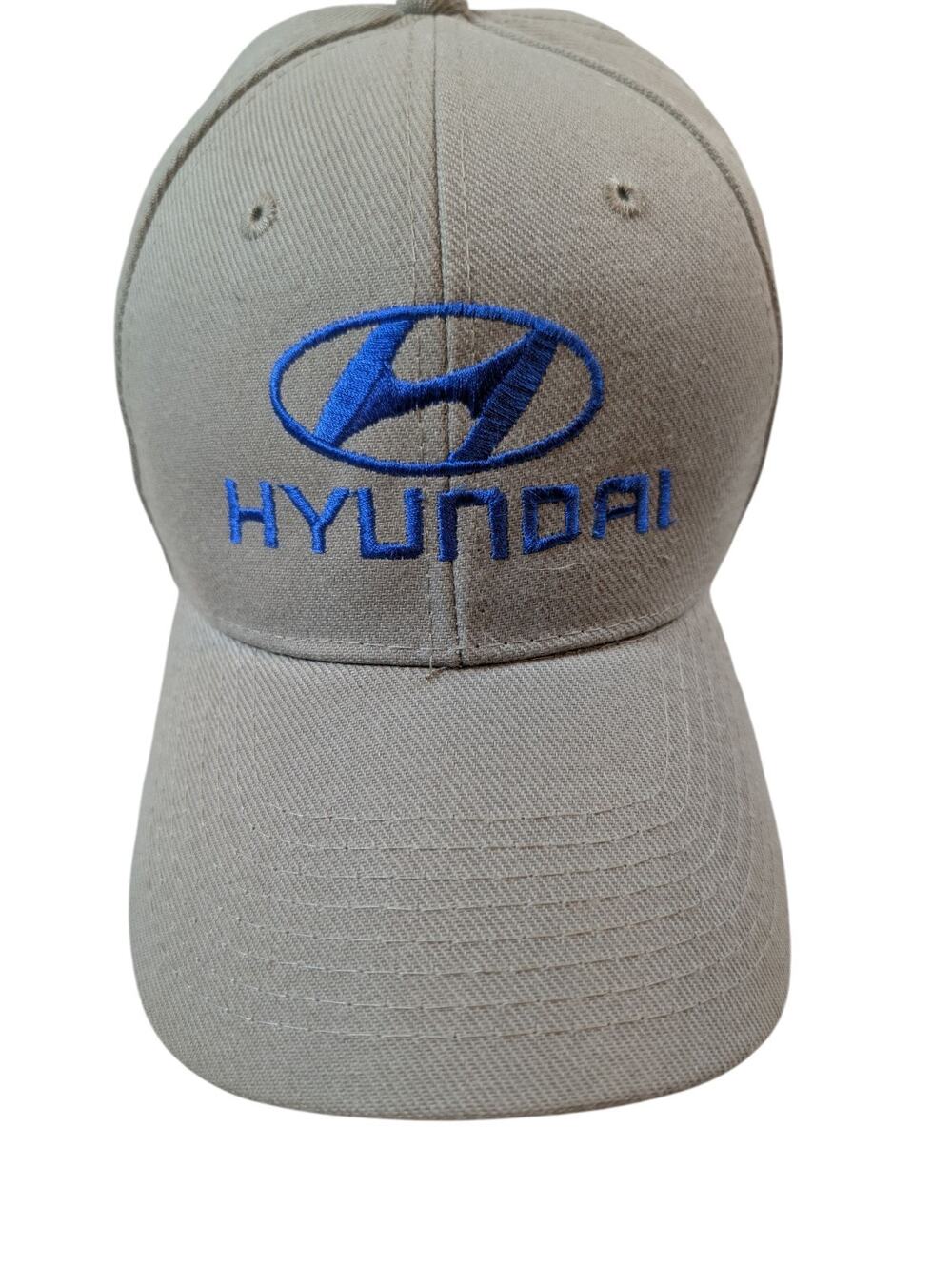 Hyundai Car Hat Tan/Blue Canvas Snapback Trucker Cap One Size